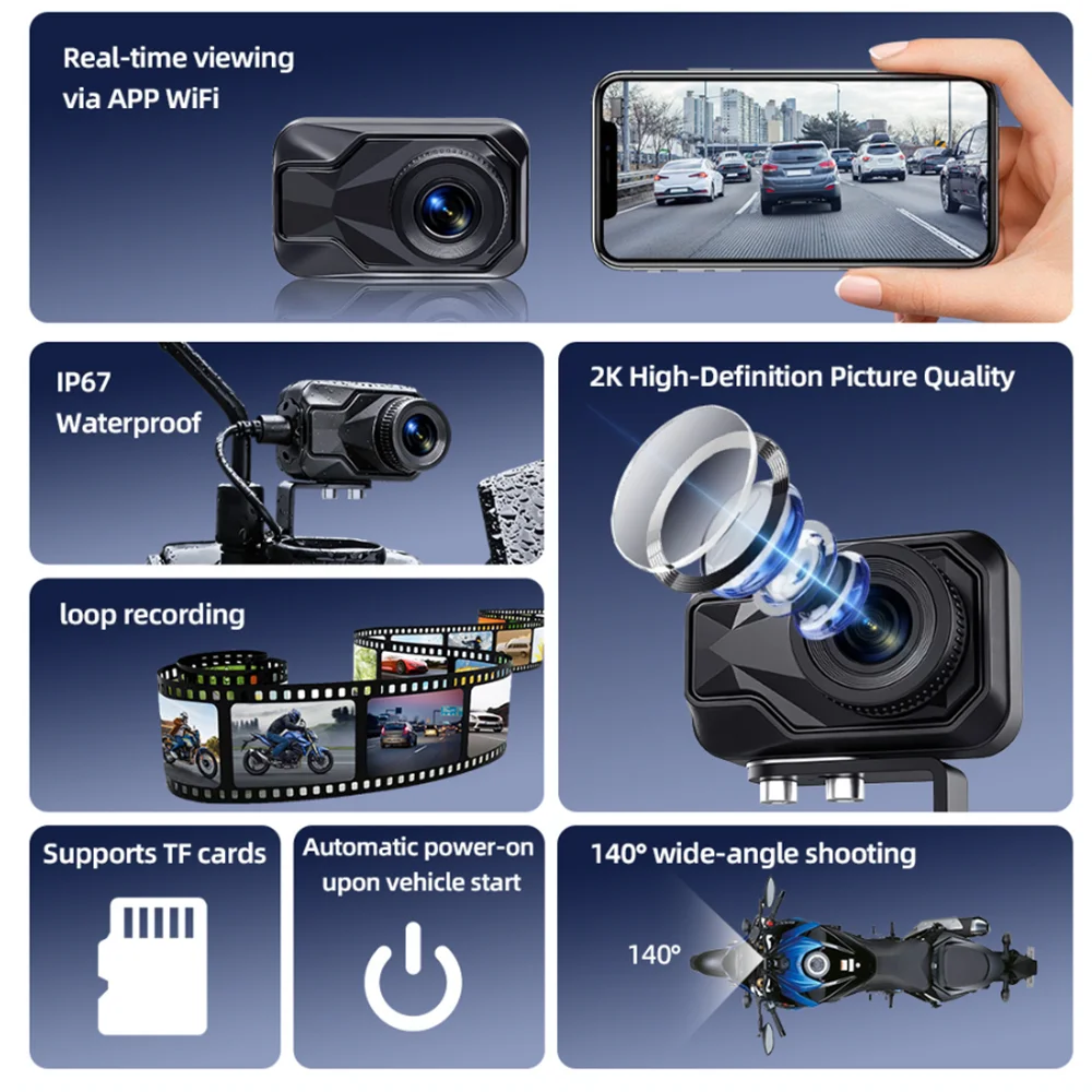 Motorcycle DVR 2K HD WiFi & AP - Mountain Biking Images recension och pris